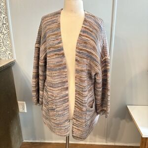 NWT‎ American Eagle Pink Blue Striped Oversized Open Front Cardigan (Women's S)